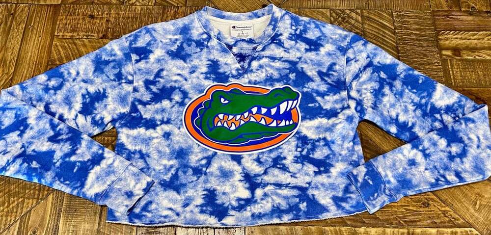 Champion Florida Gators Sweatshirt Size S Blue Tie Dye Cropped